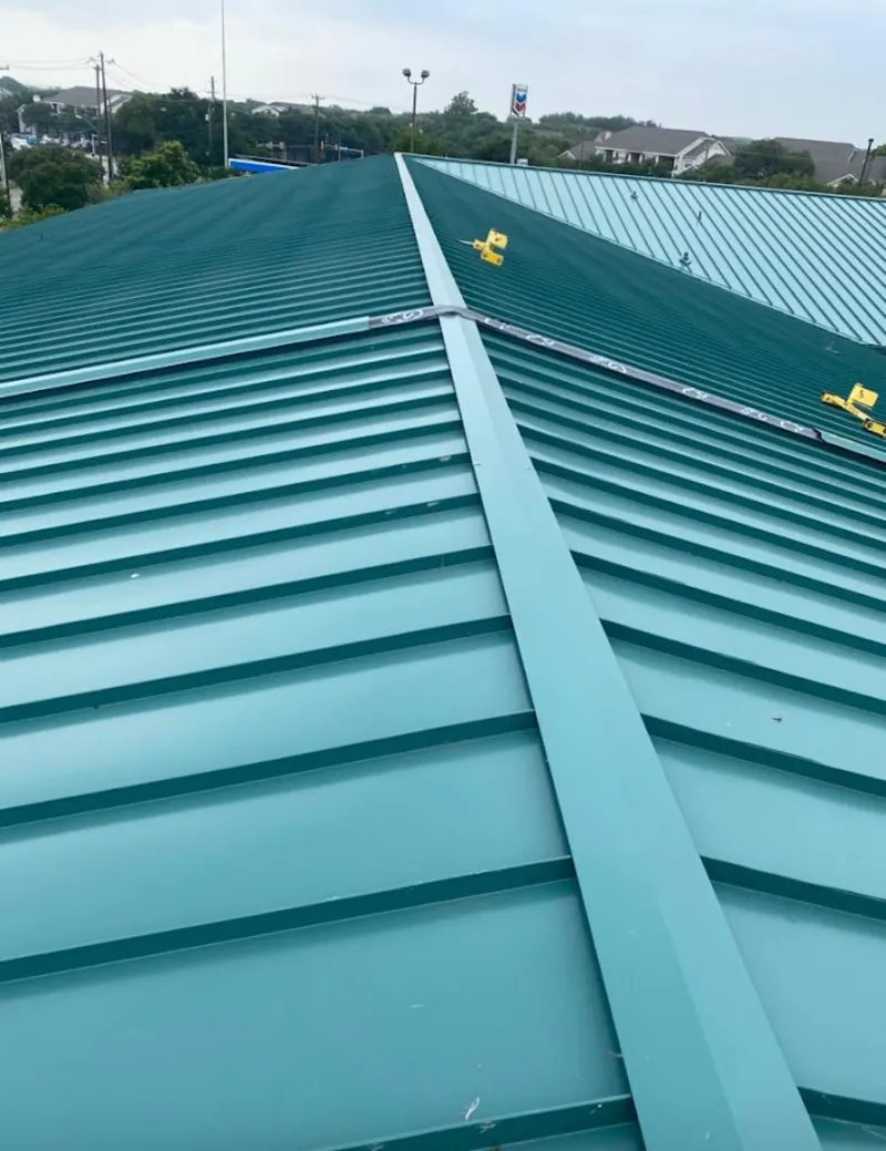 Green commercial metal roof ridge and valley for Metal Roof Repair in Lansdowne
